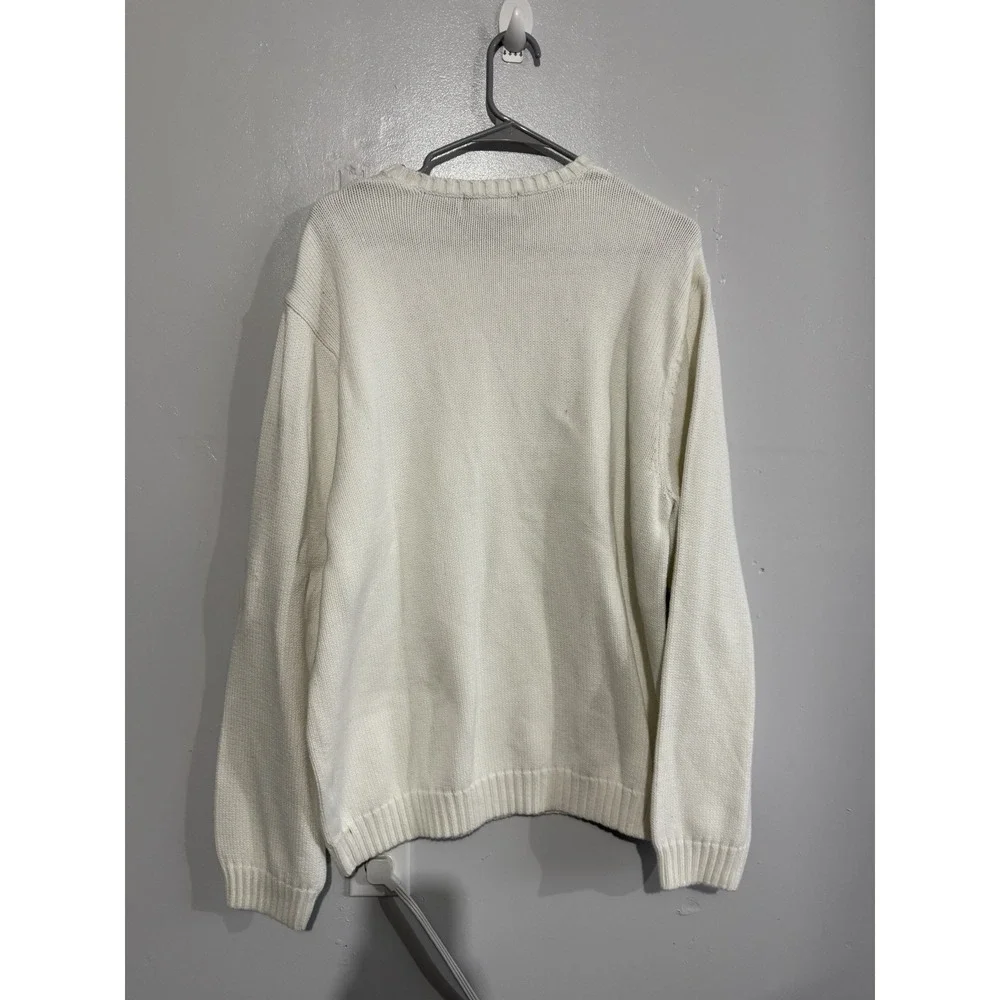 Vintage Chaps Cotton White Knit Sweater Men's‎ Size XL
